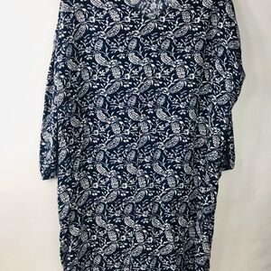 OLD NAVY:Navy and White Floral Dress large 3/4 sleeve